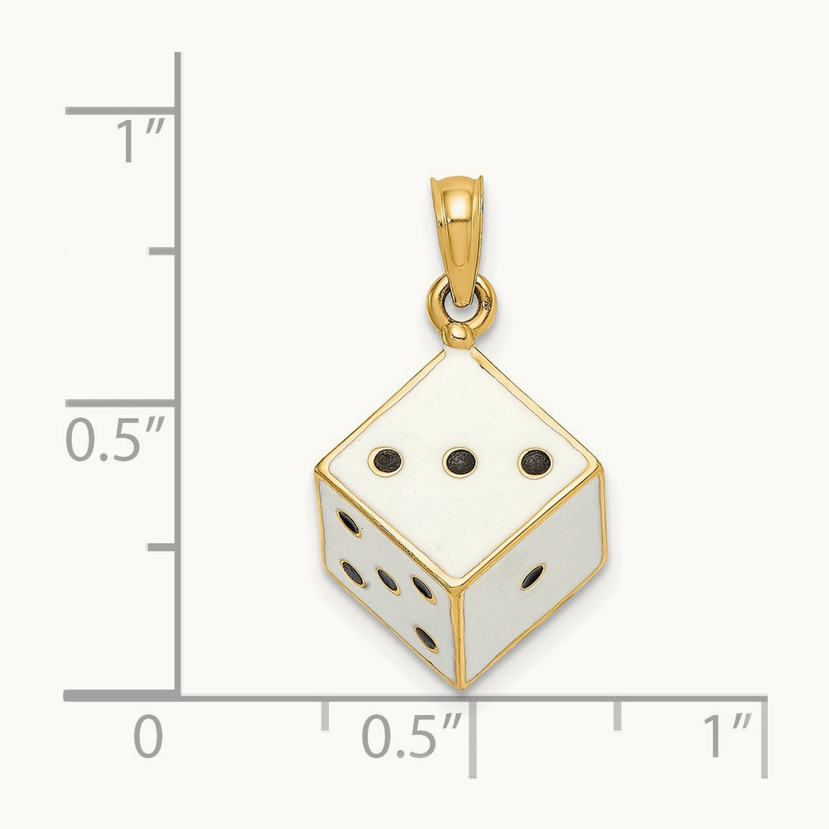 3-D Enamel Dice Charm, 14K