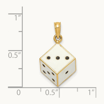 3-D Enamel Dice Charm, 14K