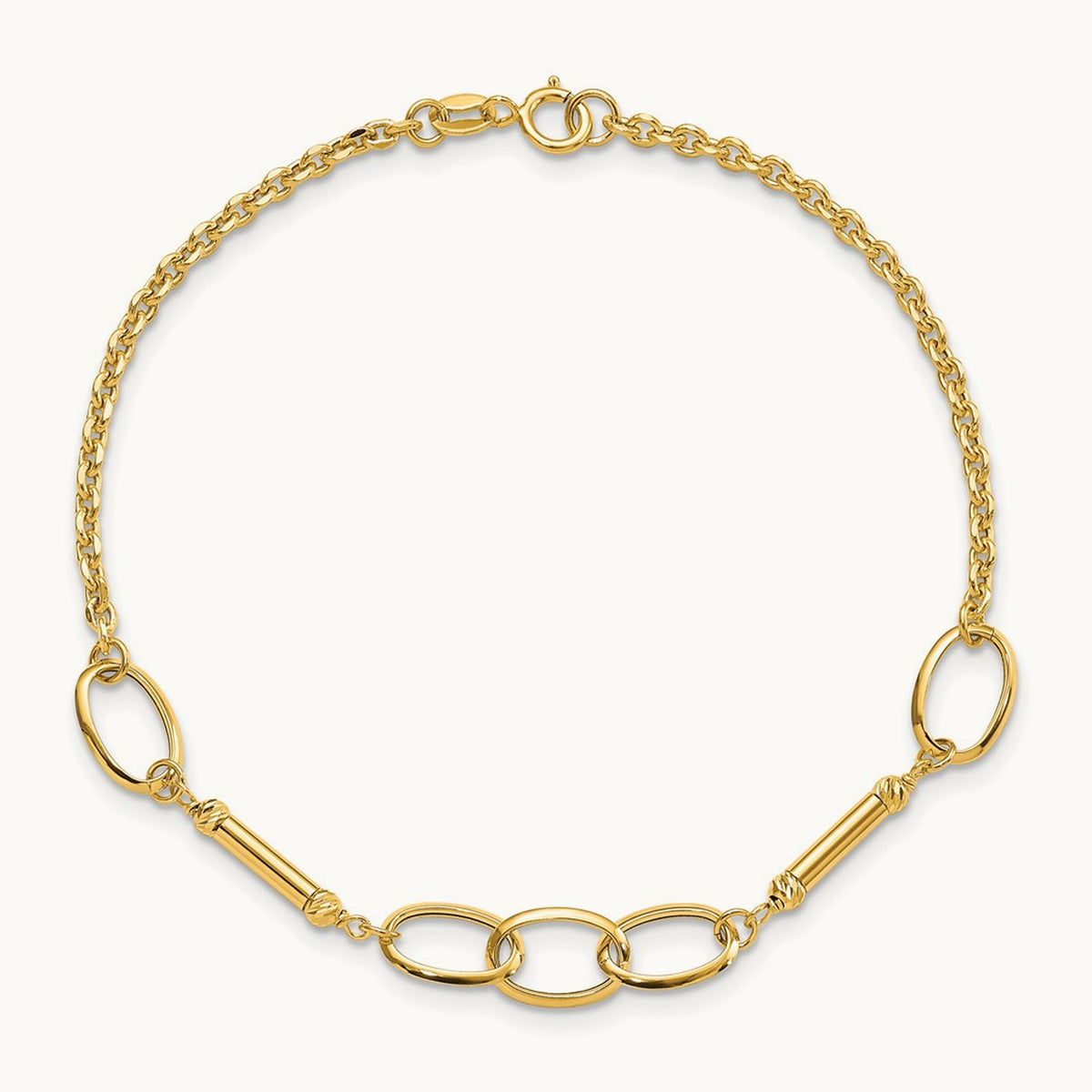 Polished Bars and Links Bracelet, 14K