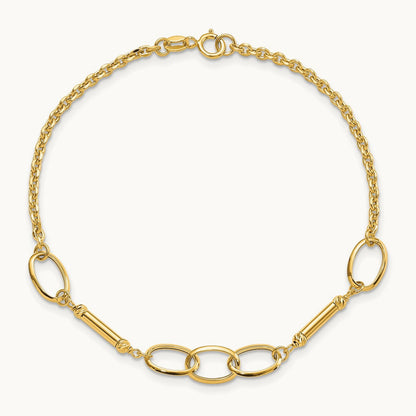 Polished Bars and Links Bracelet, 14K
