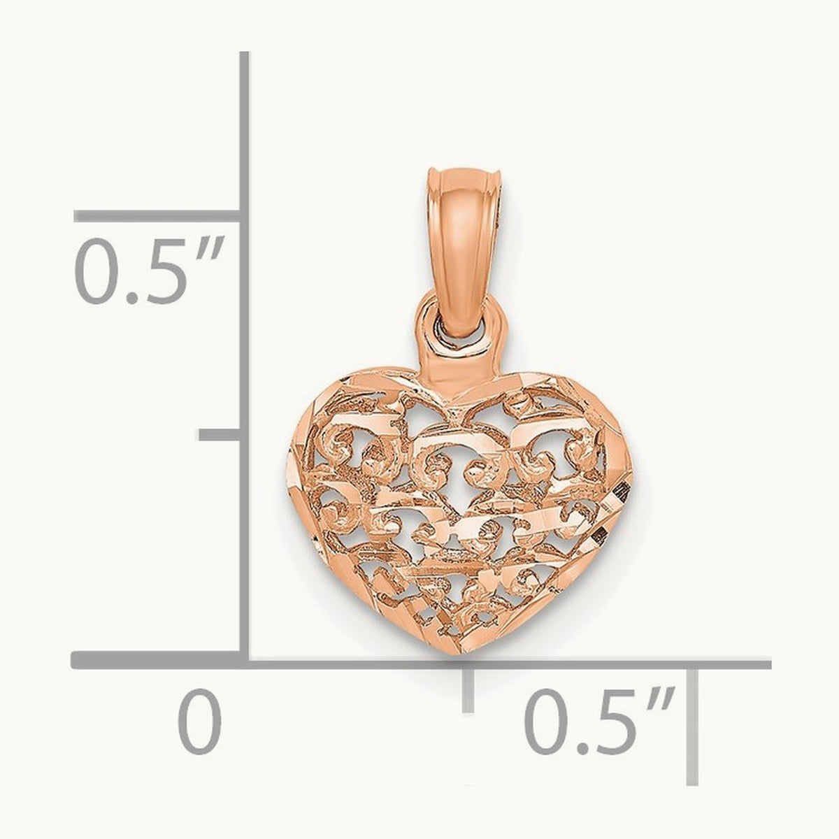 Polished 3-D Puffed Heart Pendant — 14K Rose Gold