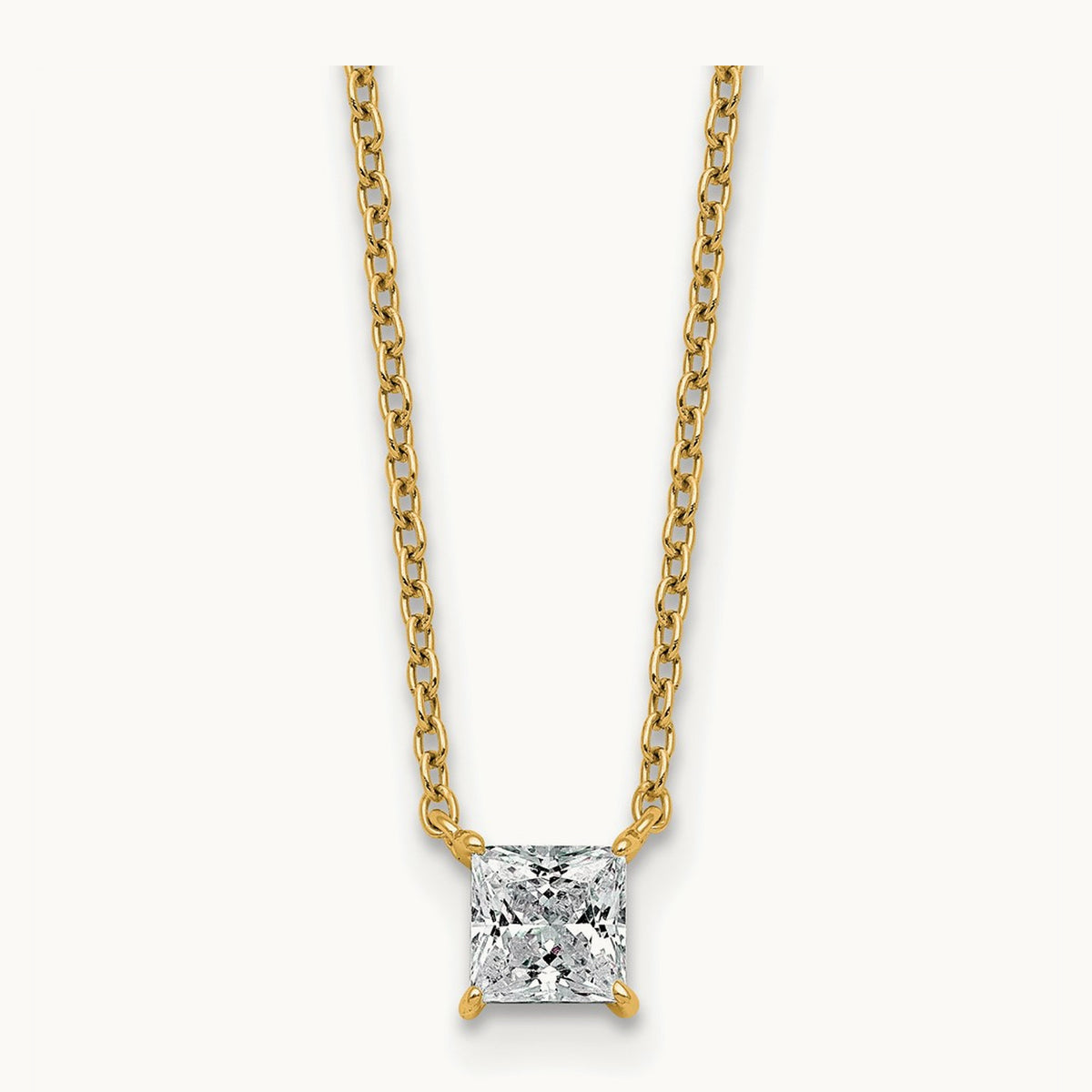 Princess Pendant Necklace, 0.25-4.00 ct tw Lab-Grown Diamond — 1/2 ct, VS/SI (Great), 14K Yellow Gold