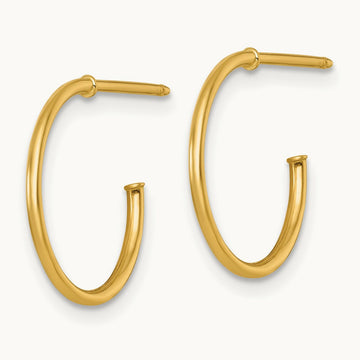 1.2 x Polished Post Hoop Earrings, 16mm, 14K