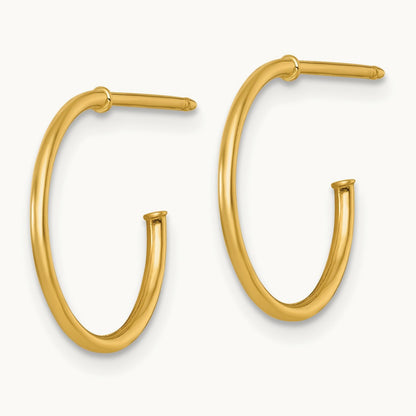 1.2 x Polished Post Hoop Earrings, 16mm, 14K