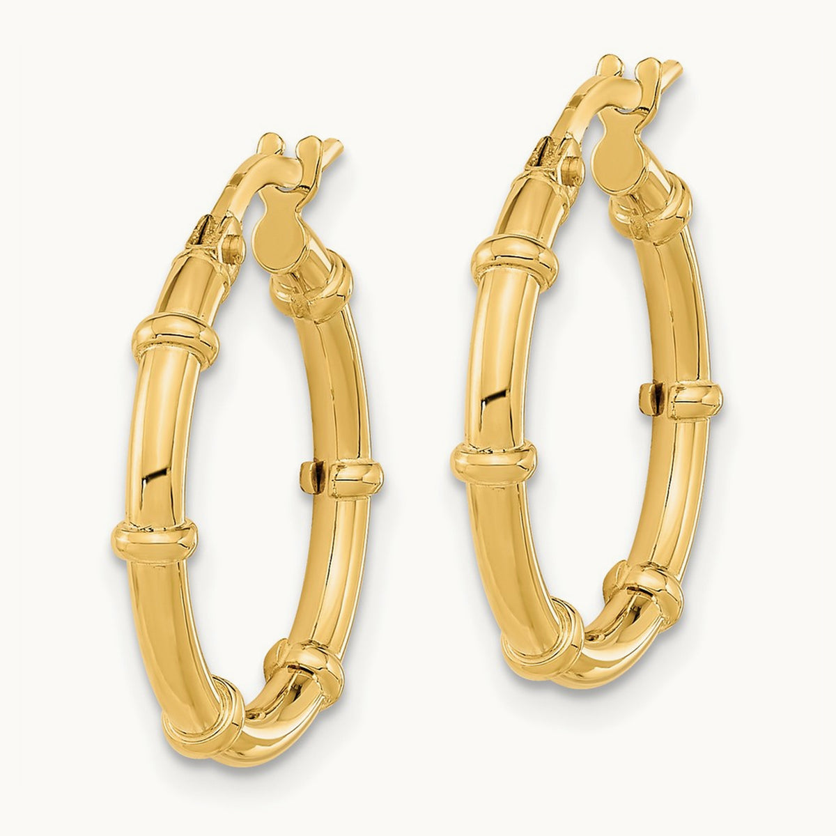 Polished Fancy Hoop Earrings — 14K Yellow Gold, 20mm