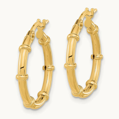 Polished Fancy Hoop Earrings — 14K Yellow Gold, 20mm