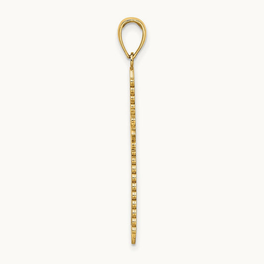 w/ Lace Border Cross Charm, 14K