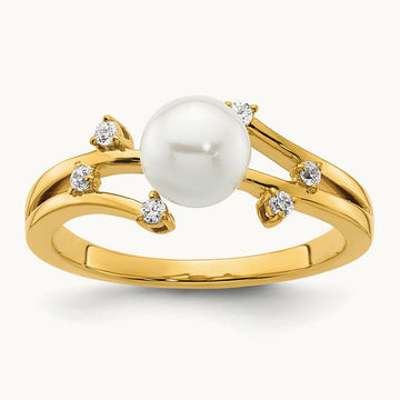 Polished Diamond and Pearl Fashion Ring — photo set