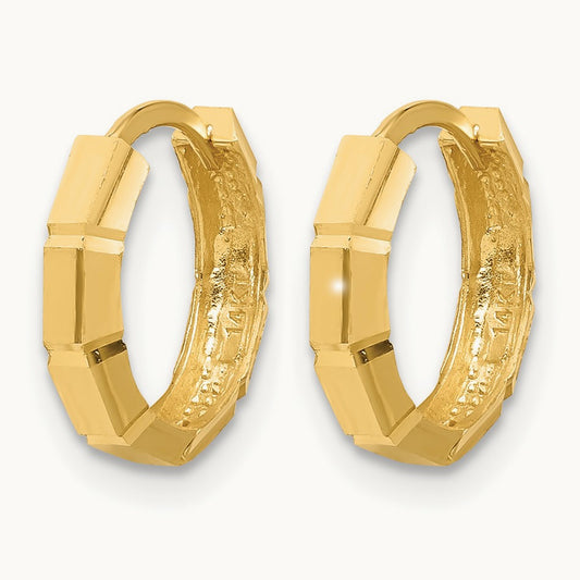 Polished and Diamond-cut Huggie Hoop Earrings, 10K — Leslie's