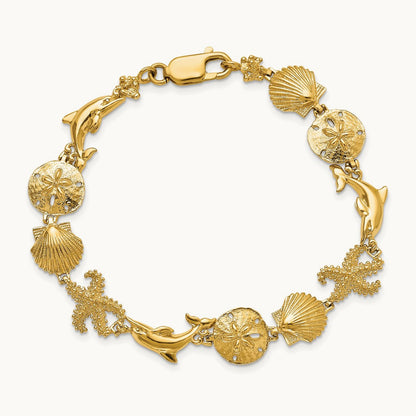 Seashore Theme Bracelet, 14K