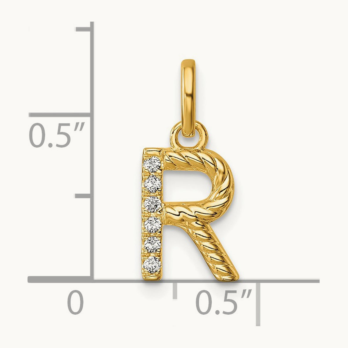 Twisted Diamond Charm — 14K Yellow Gold, R