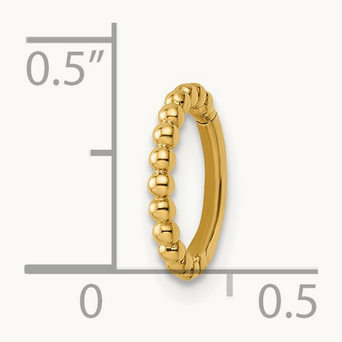 14 Gauge Beaded Cartilage Ring, 14K