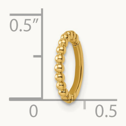 14 Gauge Beaded Cartilage Ring, 14K
