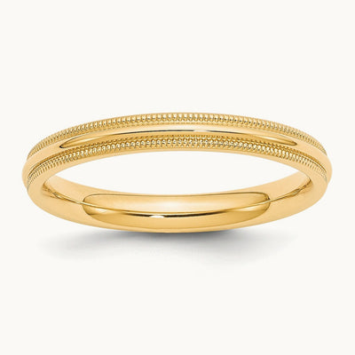 Milgrain Comfort Fit Band, 3mm, 10K Yellow Gold