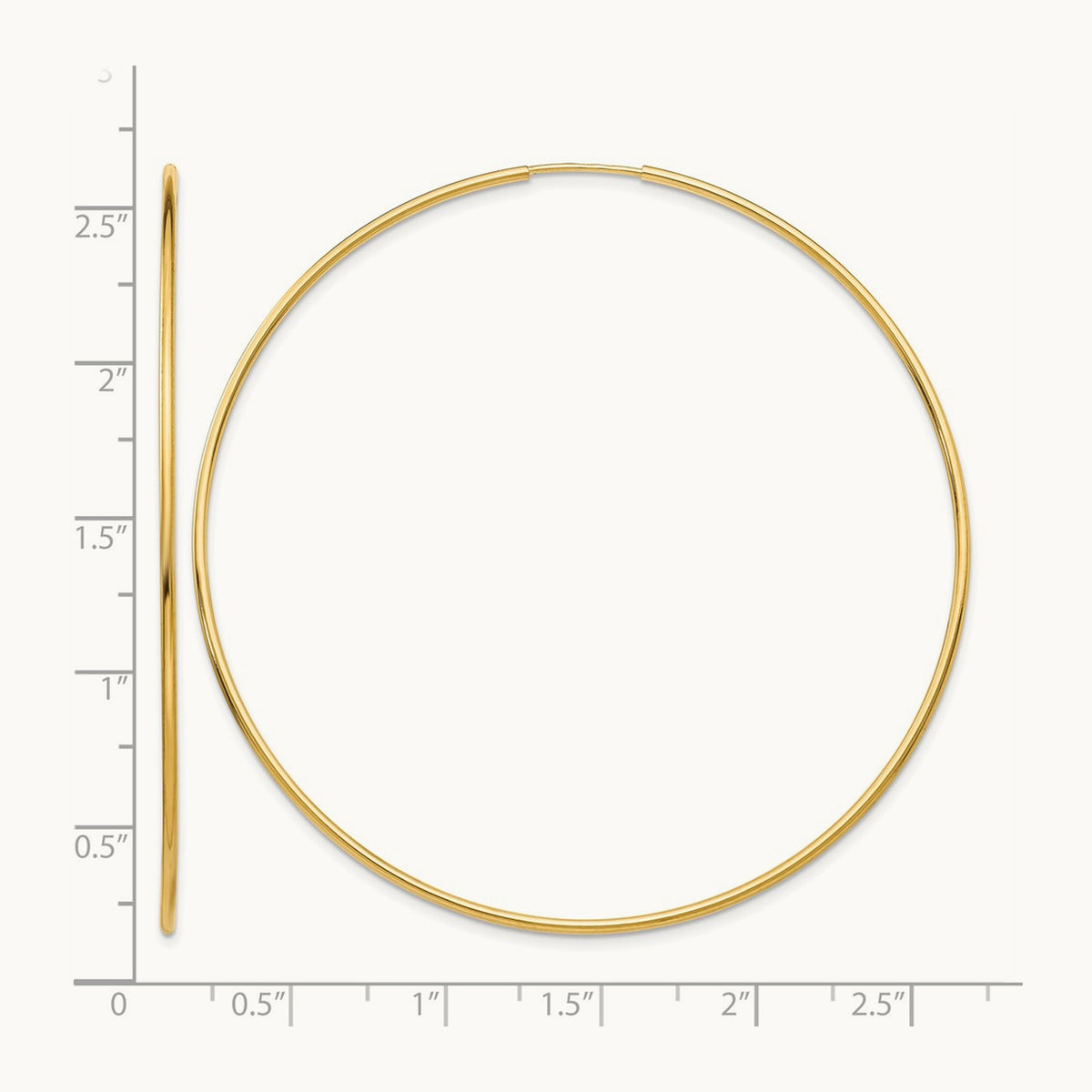 Polished Endless Tube Hoop Earrings, 1.20mm, 14K