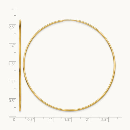 Polished Endless Tube Hoop Earrings, 1.20mm, 14K