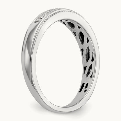 Complete Diamond Trio Ladies Wedding Band, 14K White Gold