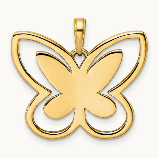Diamond-cut Butterfly Pendant, 14K with White Rhodium