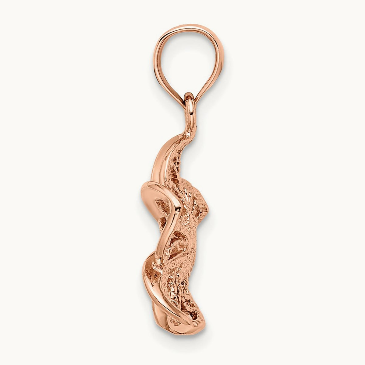 Beaded and Polished Plumeria Flower Charm — 14K Rose Gold
