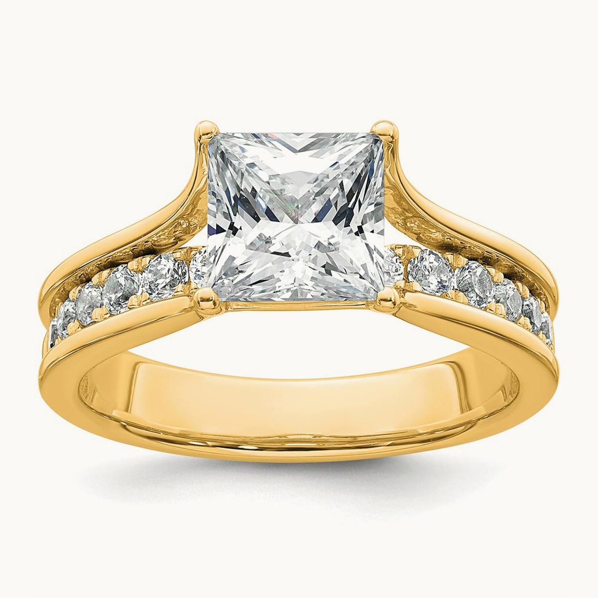 Princess Engagement Ring, 1.75-3.00 ct tw Lab-Grown Diamond — 2 1/2 ct, 14K Yellow Gold