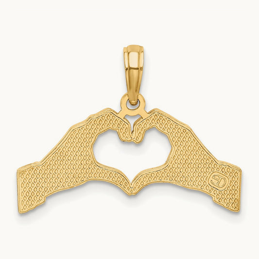 Hands Forming a Heart Charm, 14K