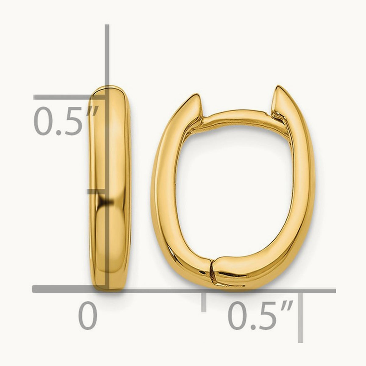Oval Hinged Hoop Earrings — 14K Yellow Gold