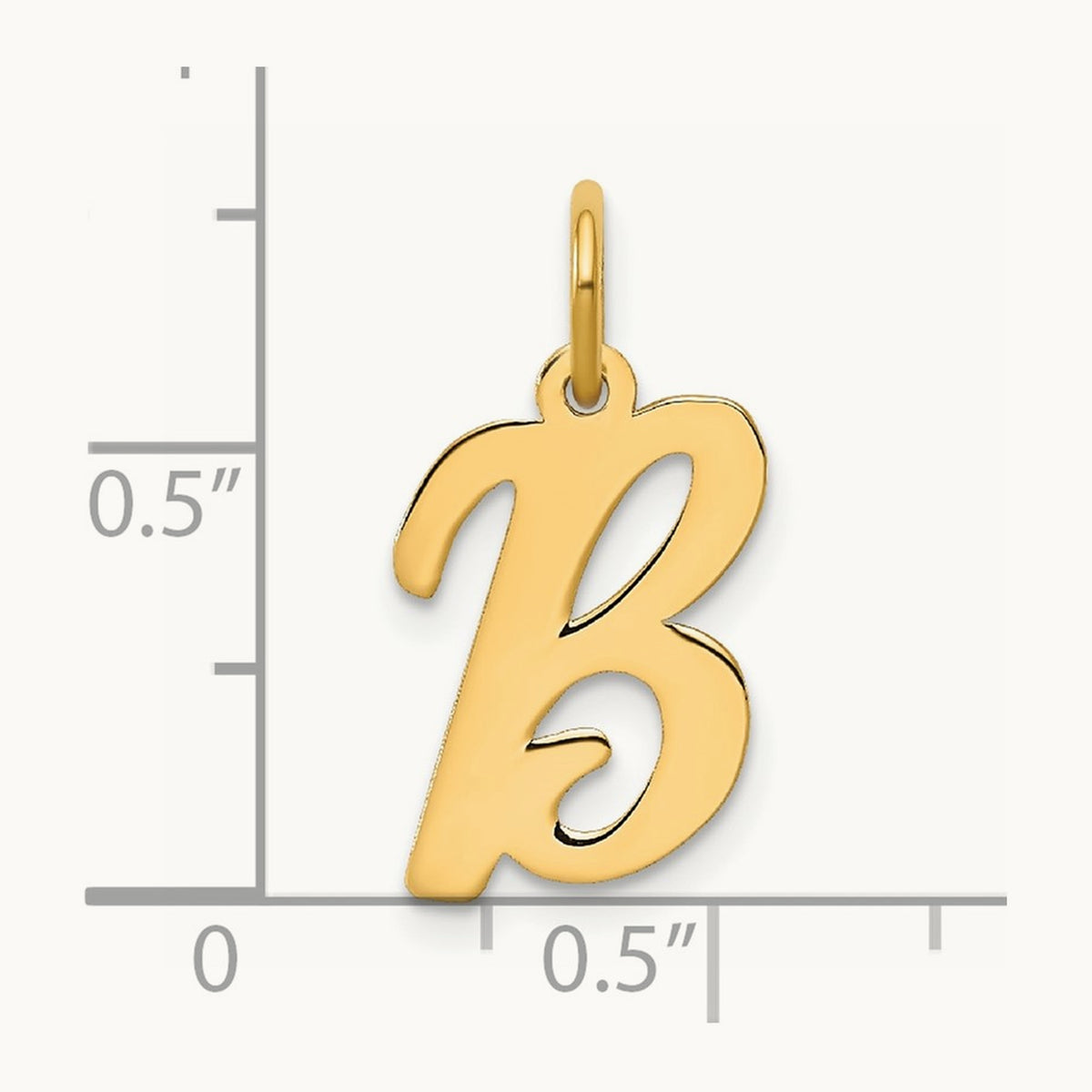 Medium Script Initial Charm — 14K Yellow Gold, B