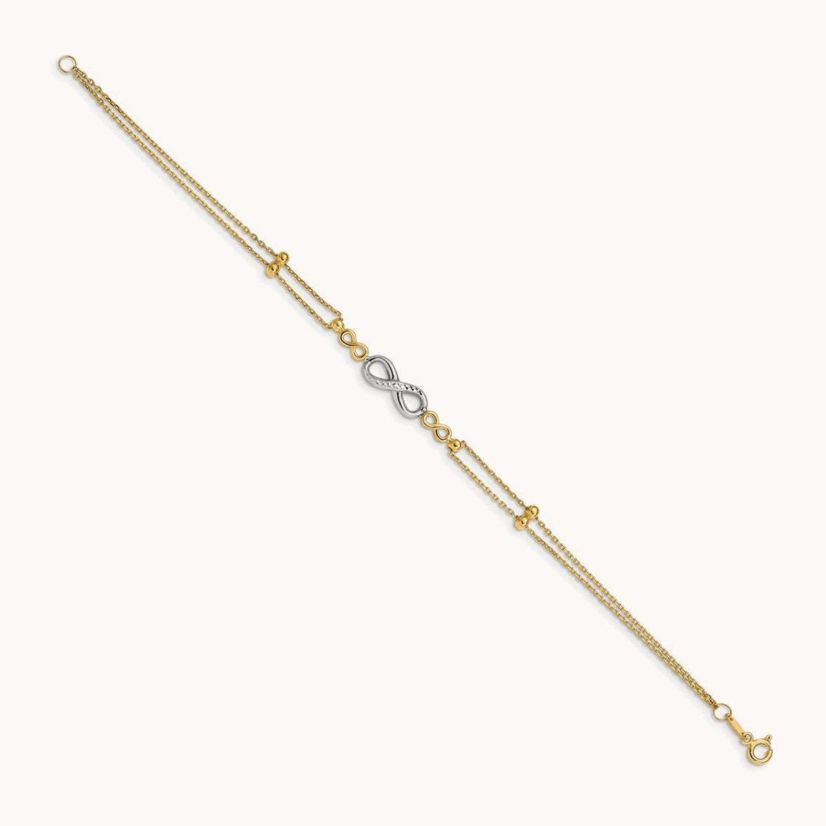Polished D/C Multi-Strand Infinity Bracelet, 14K Two-tone