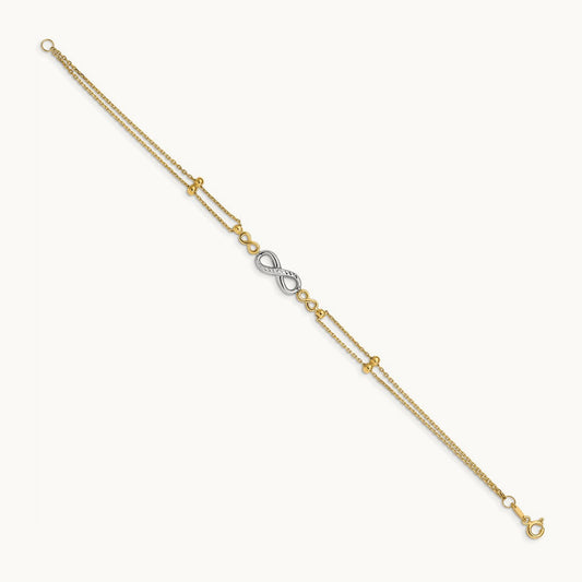 Polished D/C Multi-Strand Infinity Bracelet, 14K Two-tone
