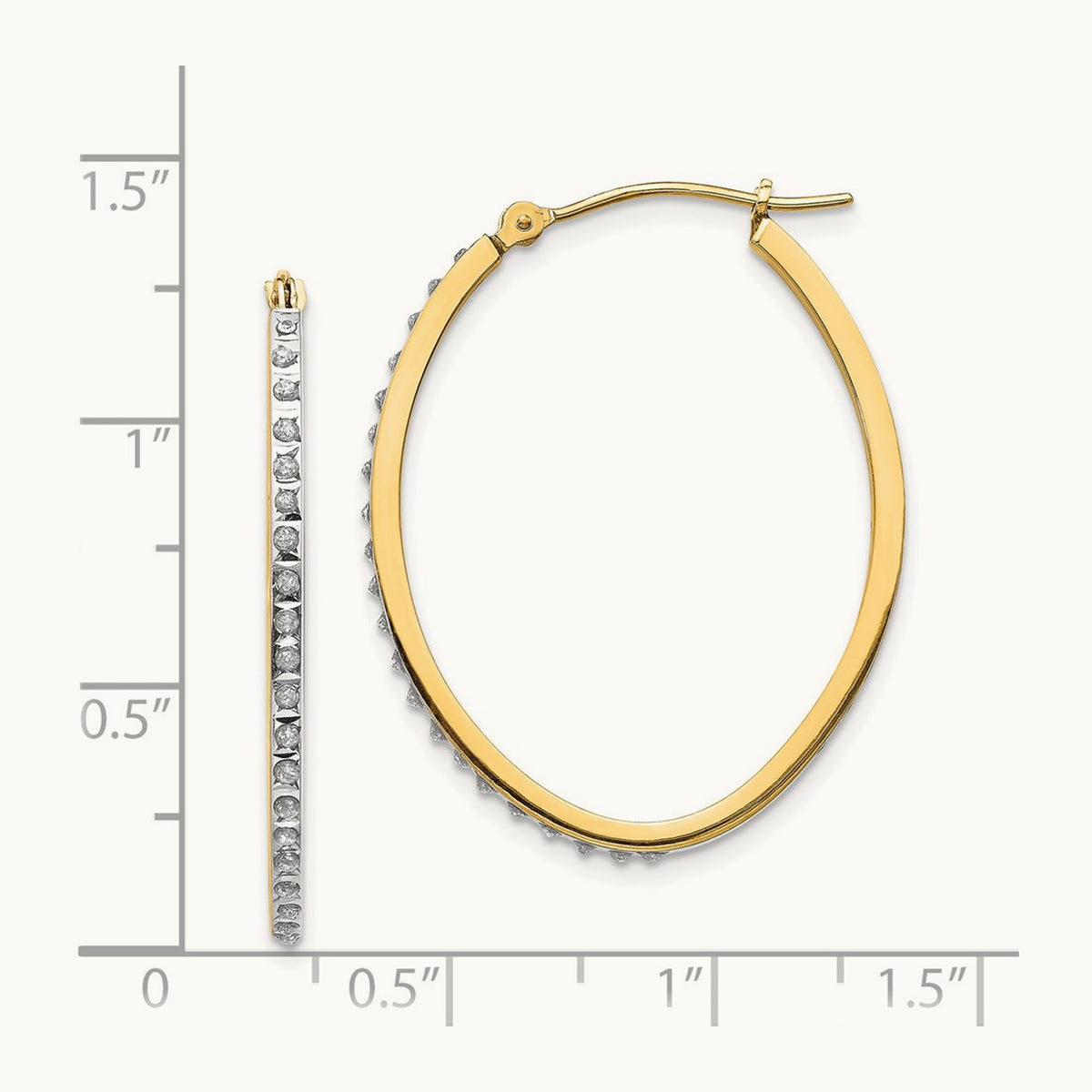 Diamond Fascination Diamond Dust/Accent Oval Hoop Earrings — 31mm