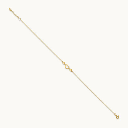 Polished Heart with 10in Plus .75in ext. Anklet, 14K