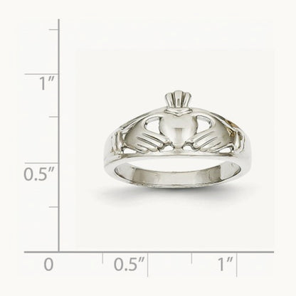 Ladies Claddagh Ring, 14K White Gold