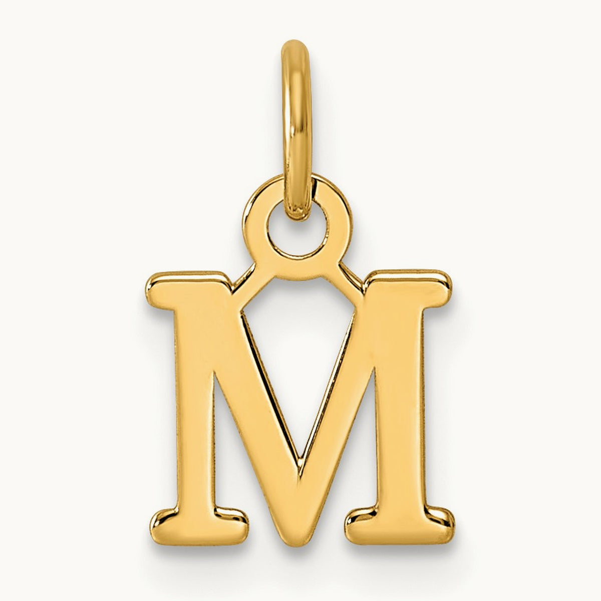 Cutout Letter M Initial Pendant, 14K Yellow Gold
