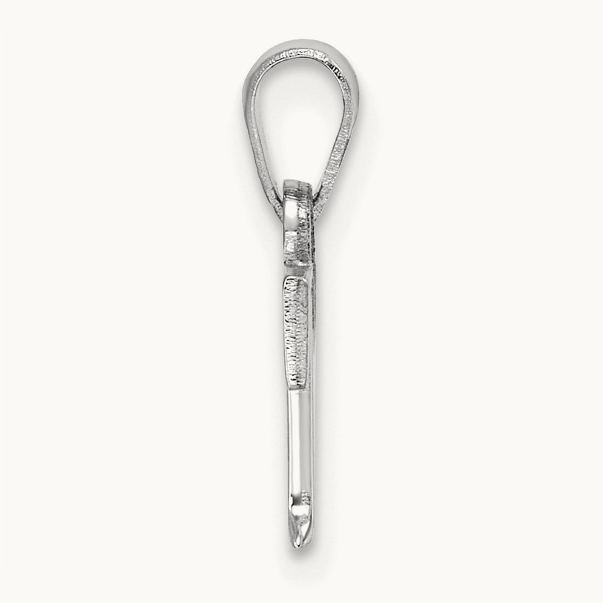 Polished Block Initial Pendant — 14K White Gold, T