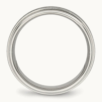 Brushed and Polished Ridged Edge Band, 7mm, Stainless Steel