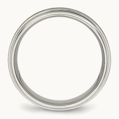 Brushed and Polished Ridged Edge Band, 7mm, Stainless Steel