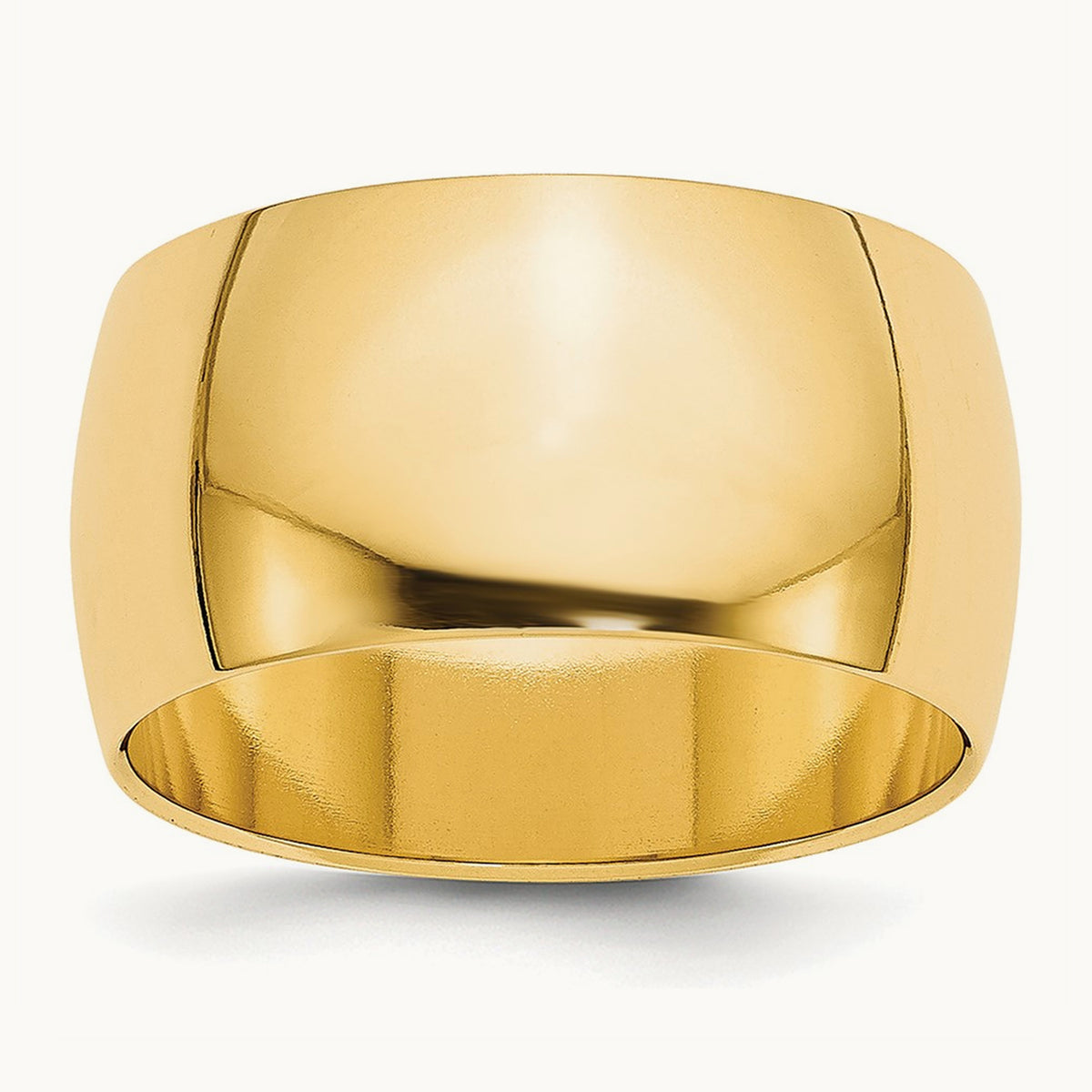 Lightweight Half Round Band, 10mm, 10K Yellow Gold