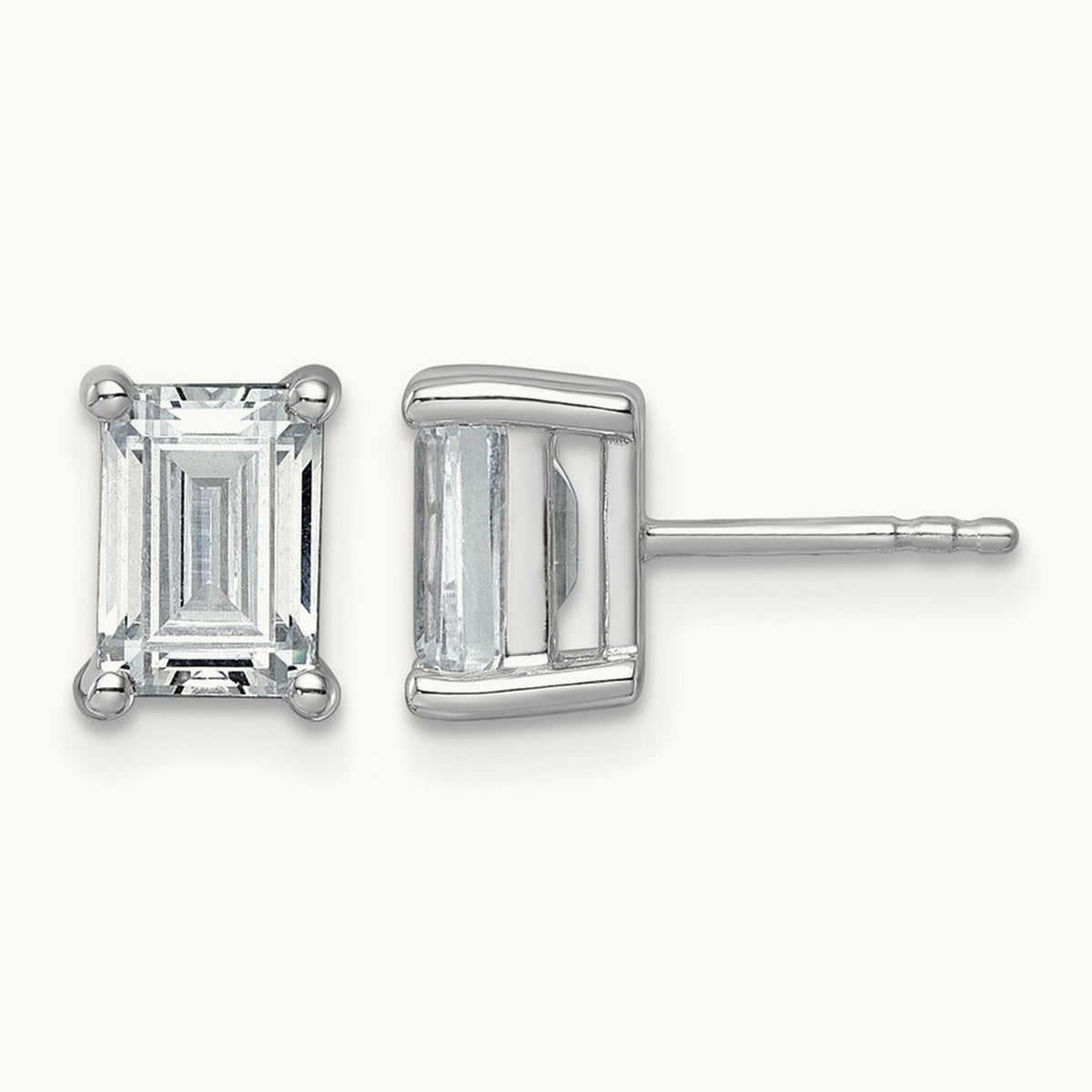 Emerald Four-Prong Stud Earrings, 0.50-6.00 ct tw Lab-Grown Diamond — 3 ct, 14K White Gold