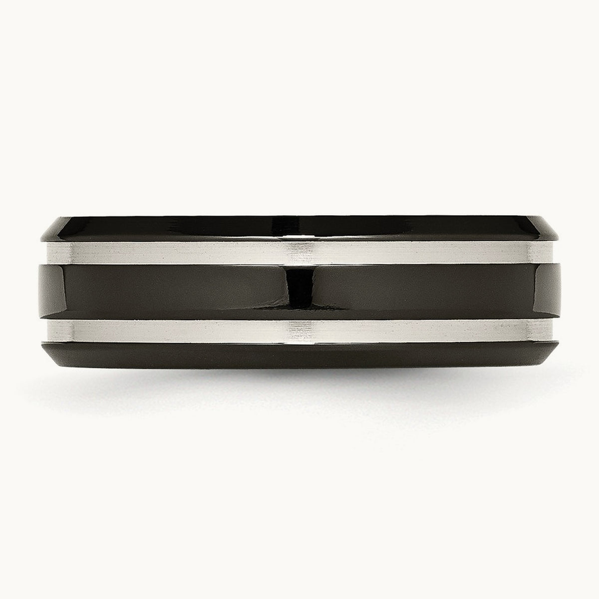 Brushed and Polished Black IP-plated Grooved Band — photo set