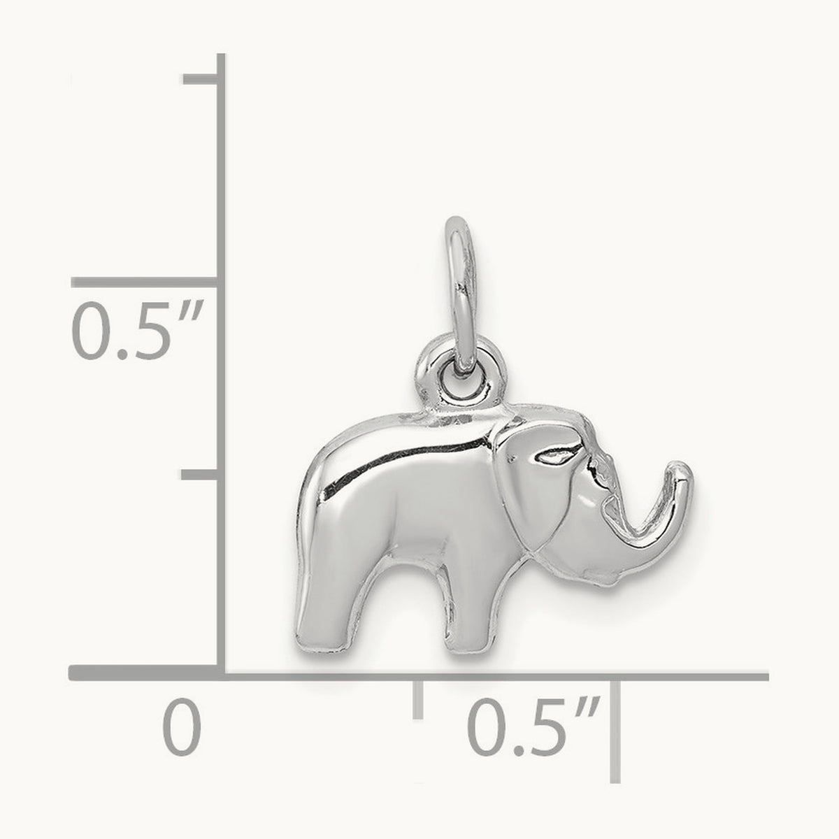 Elephant Charm, 14K White Gold