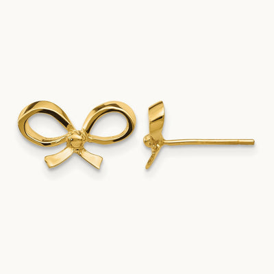 Bow Post Earrings, 14K