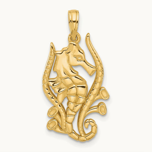 Polished Fancy Seahorse Charm, 14K