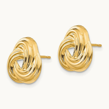Love Knot Post Earrings — 14K Yellow Gold