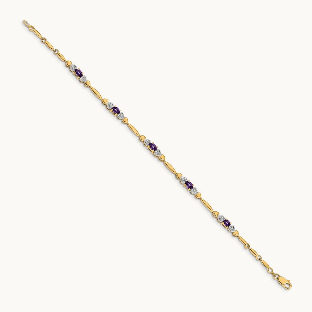 Diamond and Amethyst Bracelet — 14K Yellow Gold