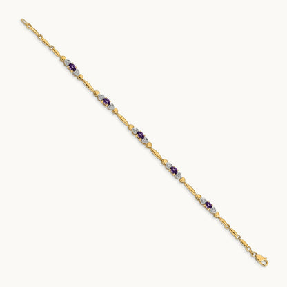 Diamond and Amethyst Bracelet — 14K Yellow Gold