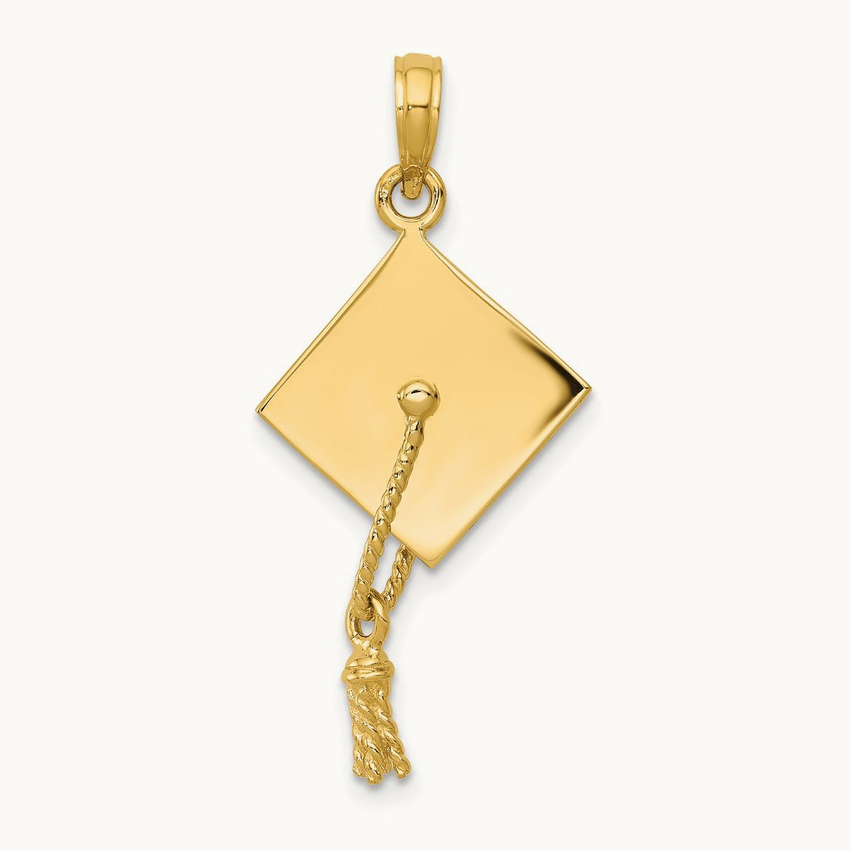 3-D Graduation Cap with Moveable Tassle Charm — 14K Yellow Gold