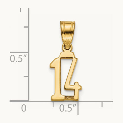 Polished Number 14 Pendant, 14K