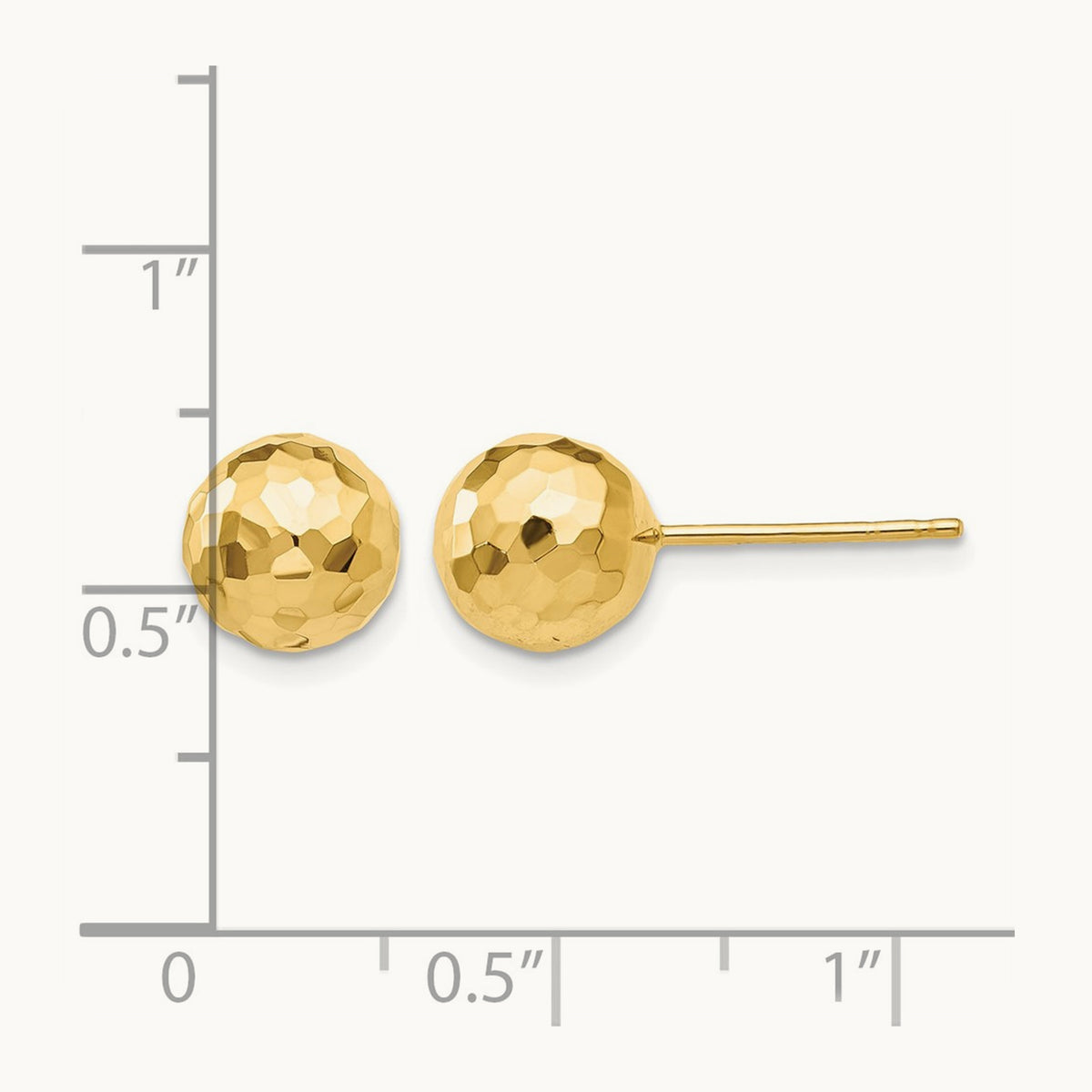 Polished and Diamond Cut Ball Post Earrings — 8mm