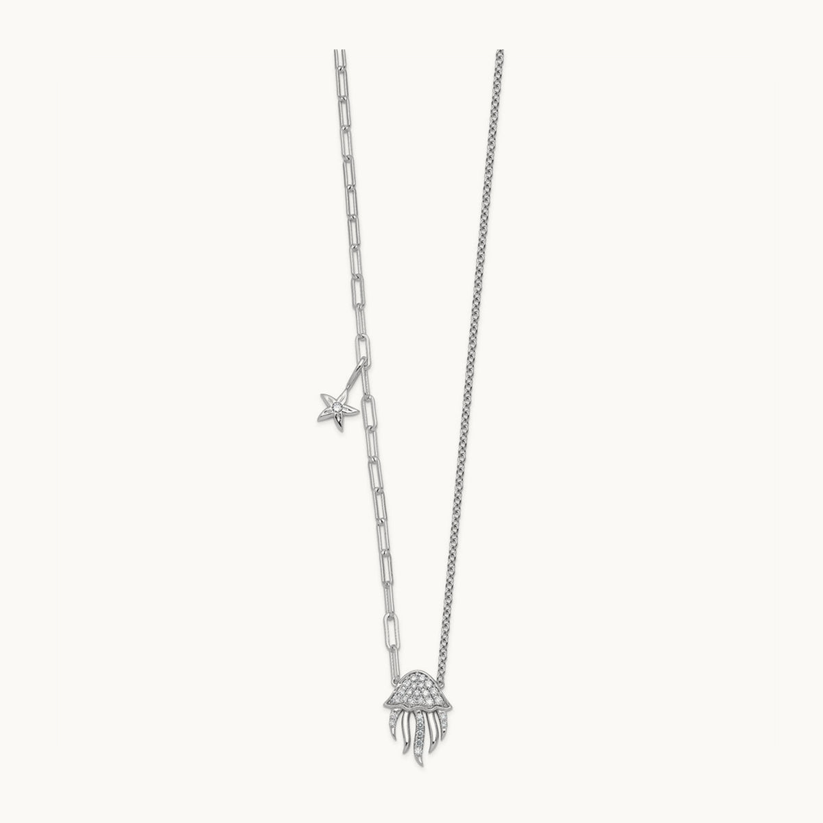 Jellyfish & Starfish Necklace, 0.25 ct tw Lab-Grown Diamond