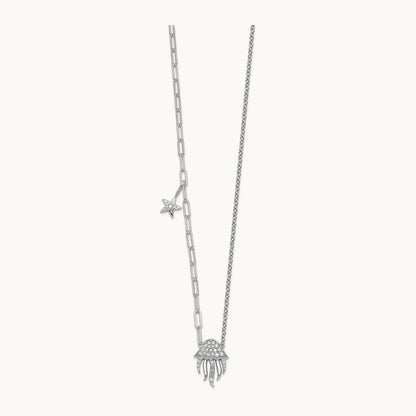 Jellyfish & Starfish Necklace, 0.25 ct tw Lab-Grown Diamond